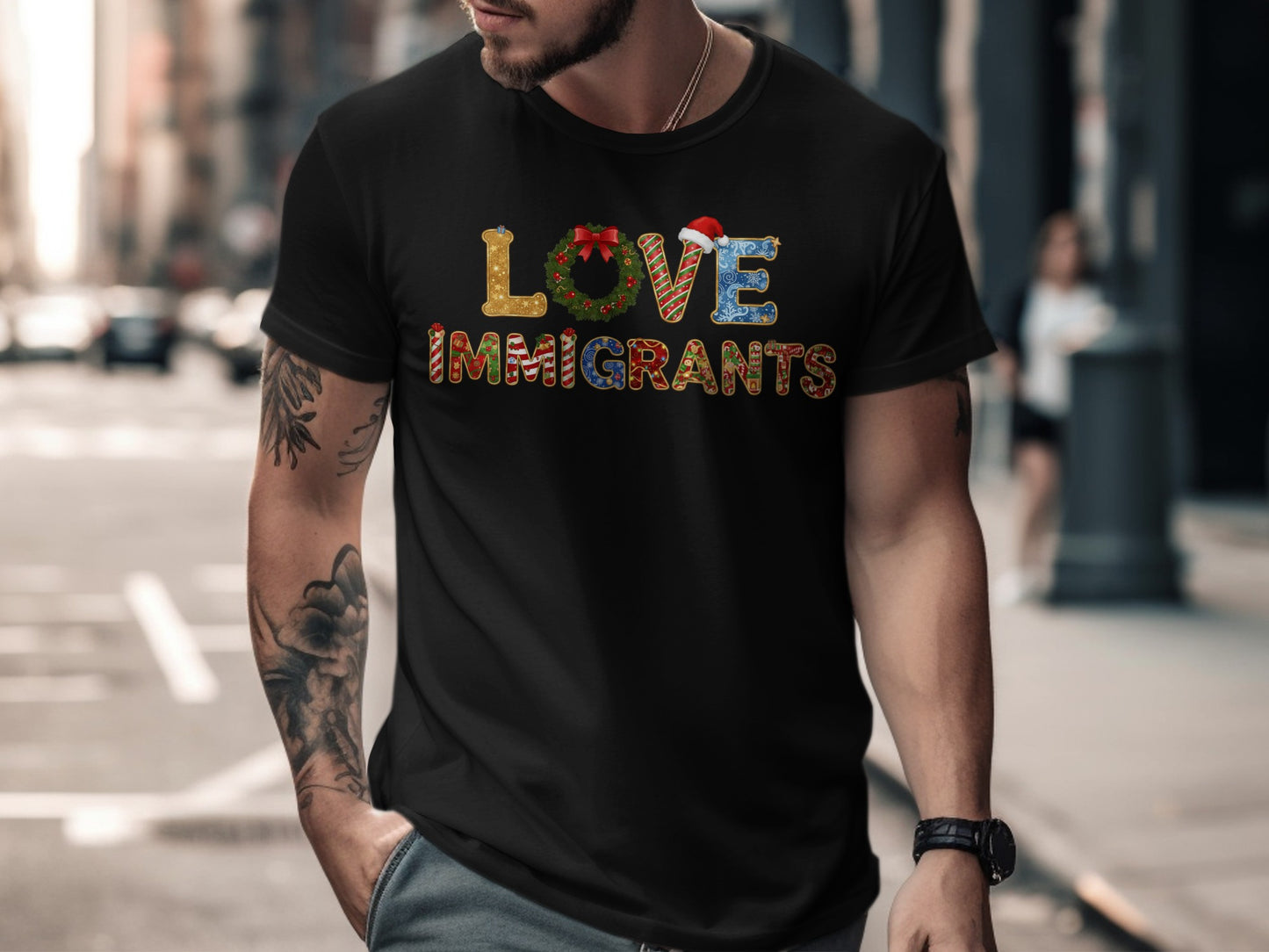 Love Immigrants Graphic Print T-Shirt