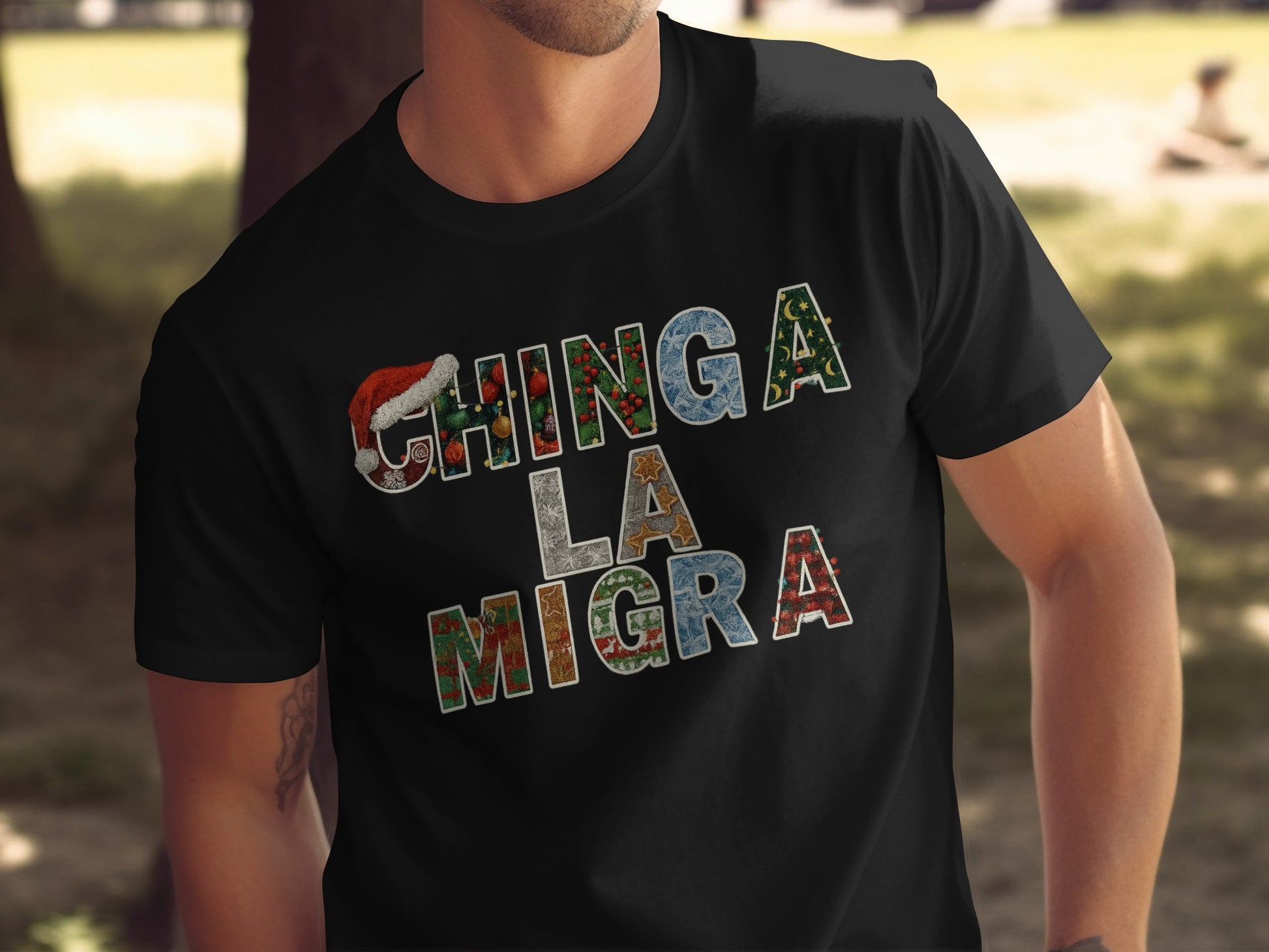 Chinga La Migra Fun Black Graphic Tee Product