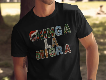 Chinga La Migra Fun Black Graphic Tee Product