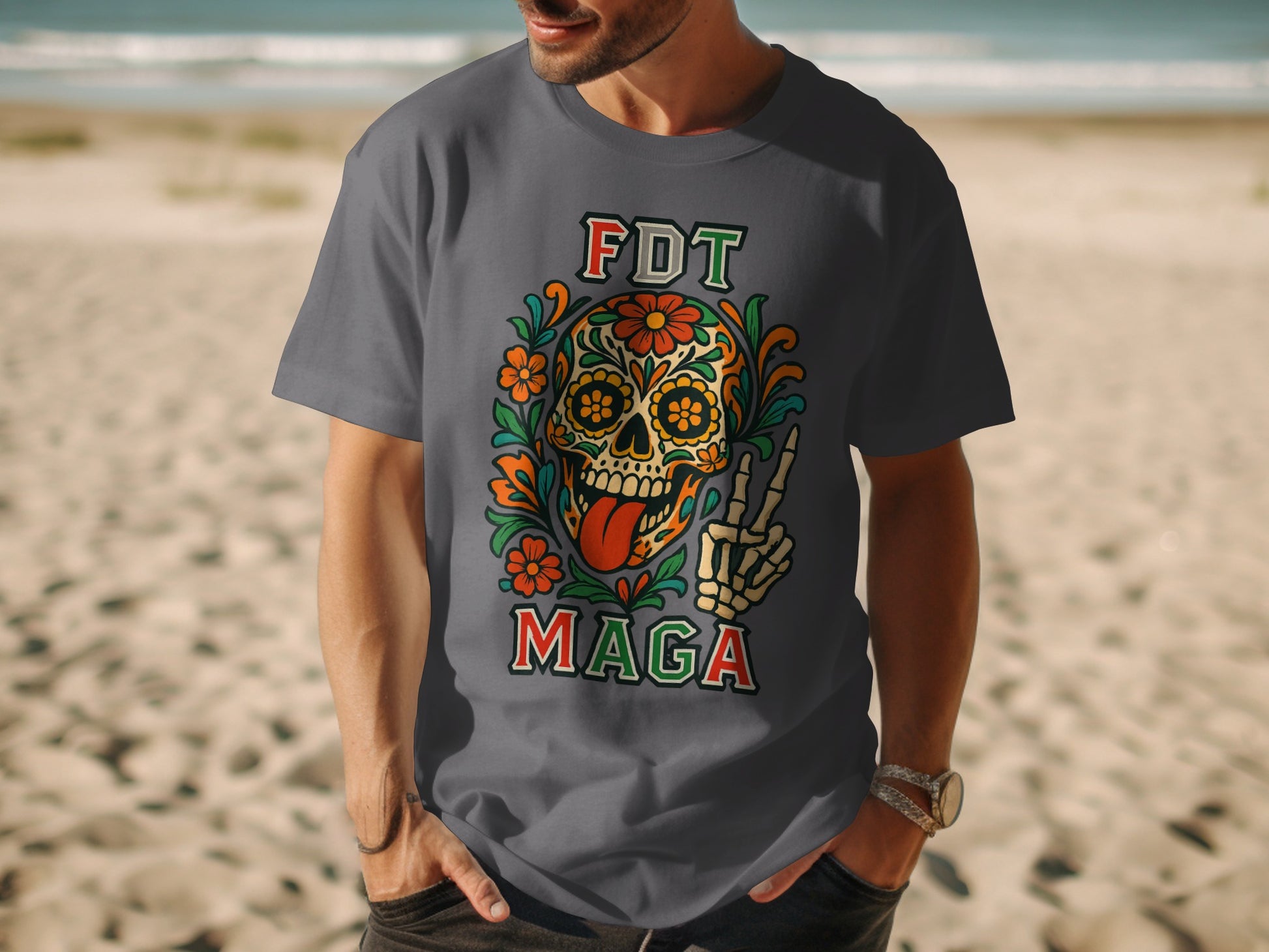 FDT MAGA Skull with Peace Sign Graphic T-Shirt product