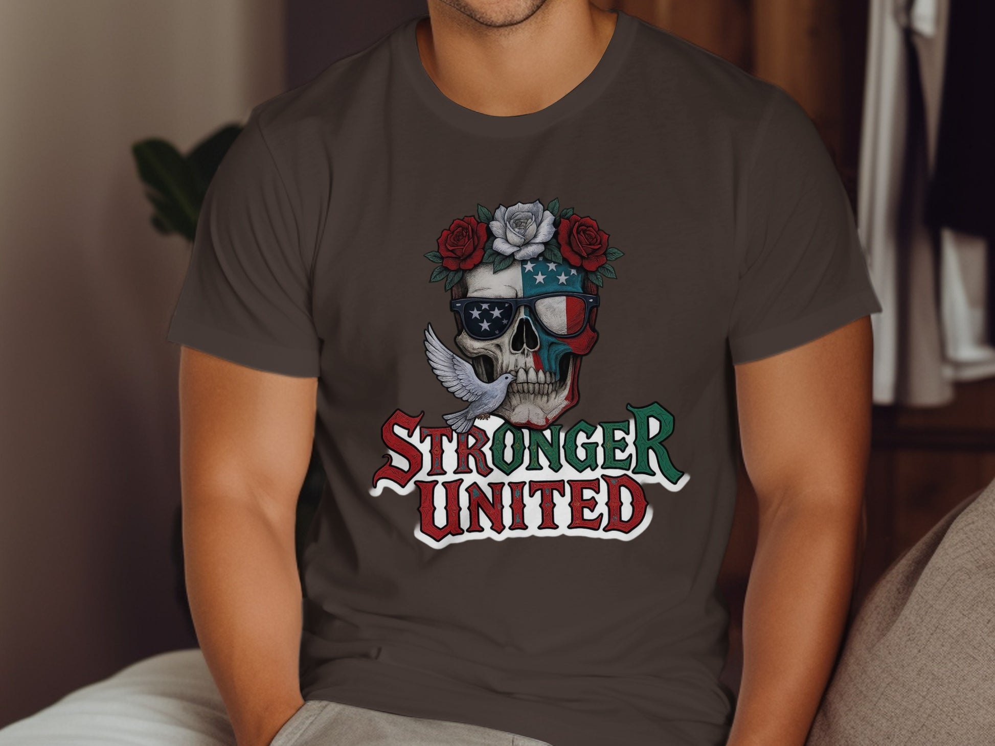 Stronger United Skull and Rose Graphic T-Shirt Product