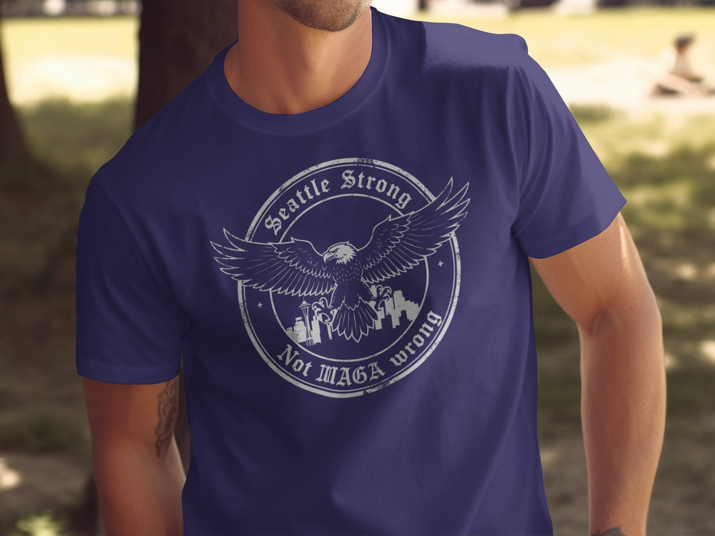 Seattle Strong Not MAGA Wrong Eagle Graphic T-Shirt