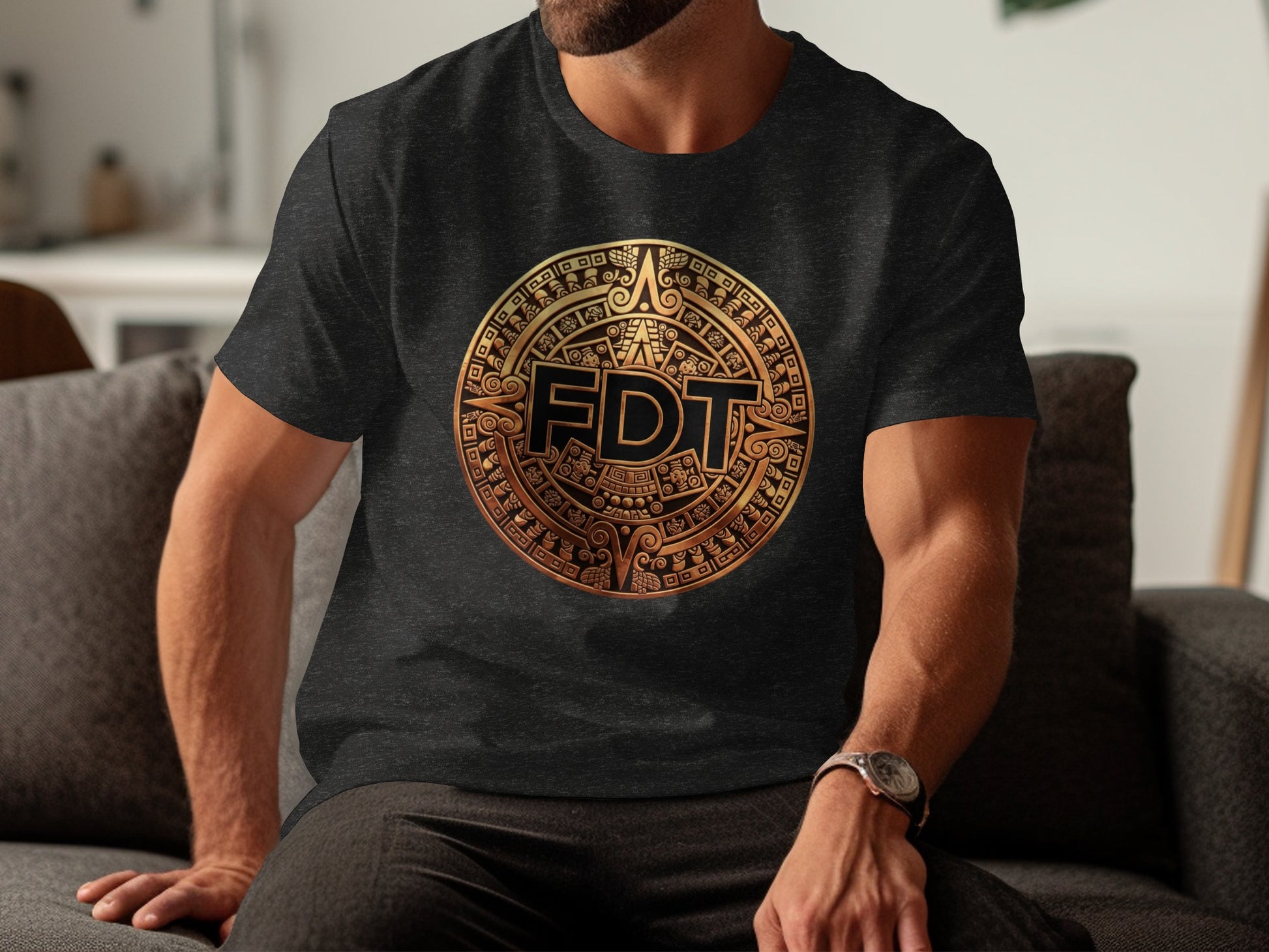 FDT Gold and Black Aztec Design T-Shirt product type