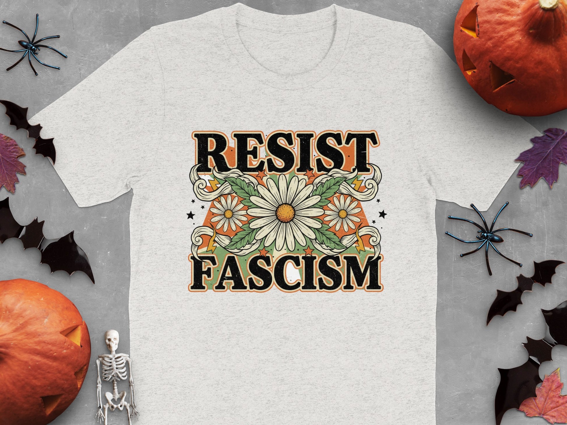 Resist Fascism Floral Graphic Design T-shirt product