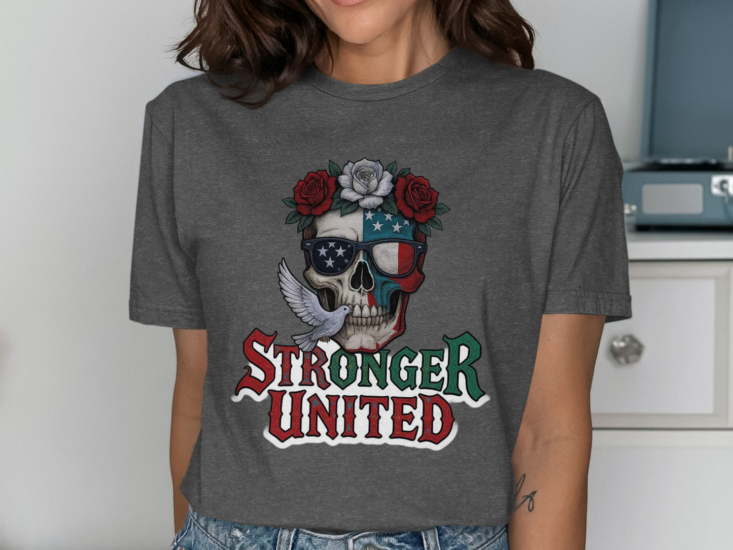 Stronger United Skull Patriotic Graphic T-shirt product