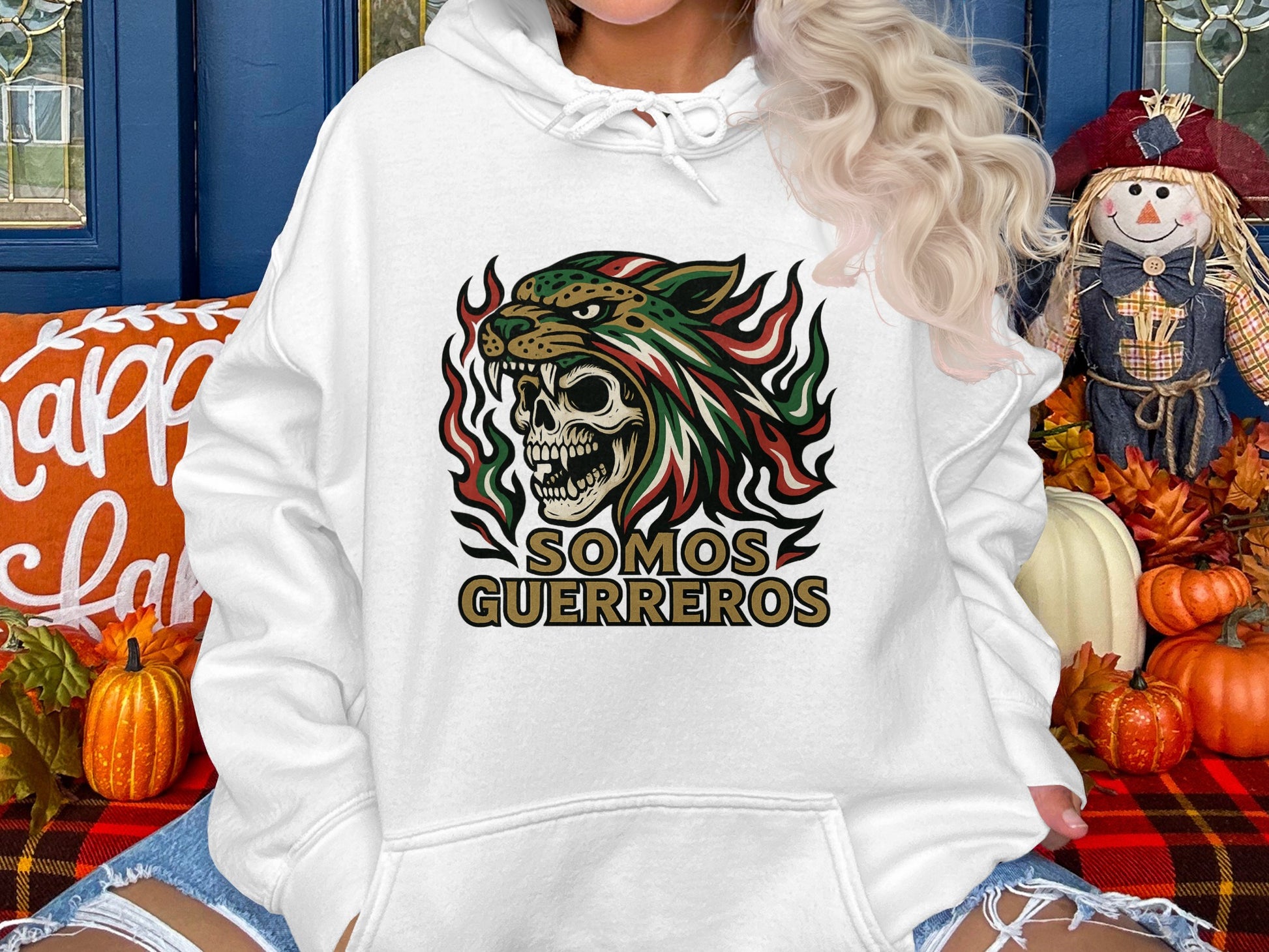 Skull and Wildcat Somos Guerreros Hoodie