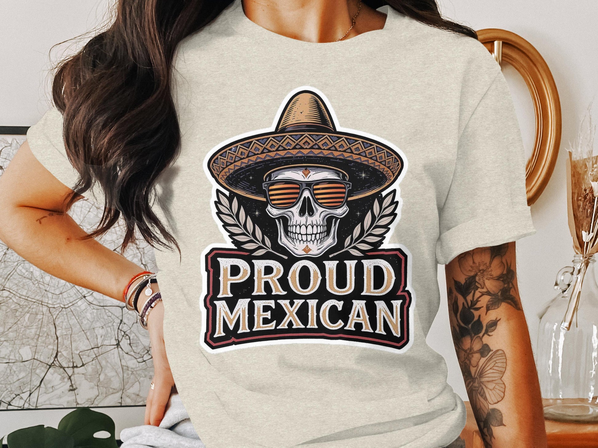 Proud Mexican Skull Graphic Design T-Shirt product