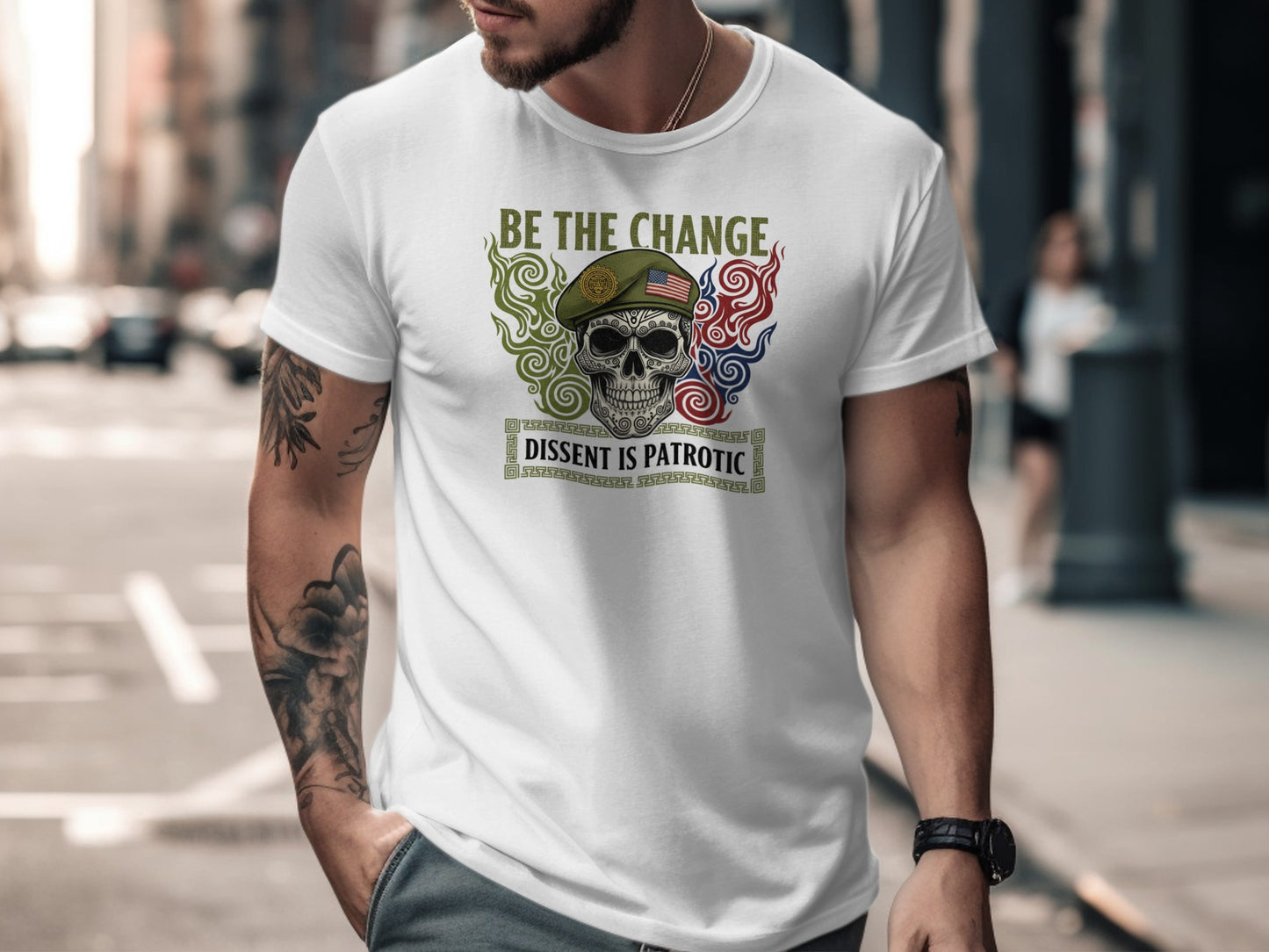 Be The Change Dissent is Patriotic Skull T-shirt