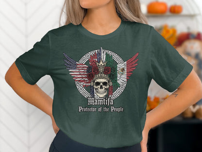 Mamita Protector of the People Skull Wings T-shirt