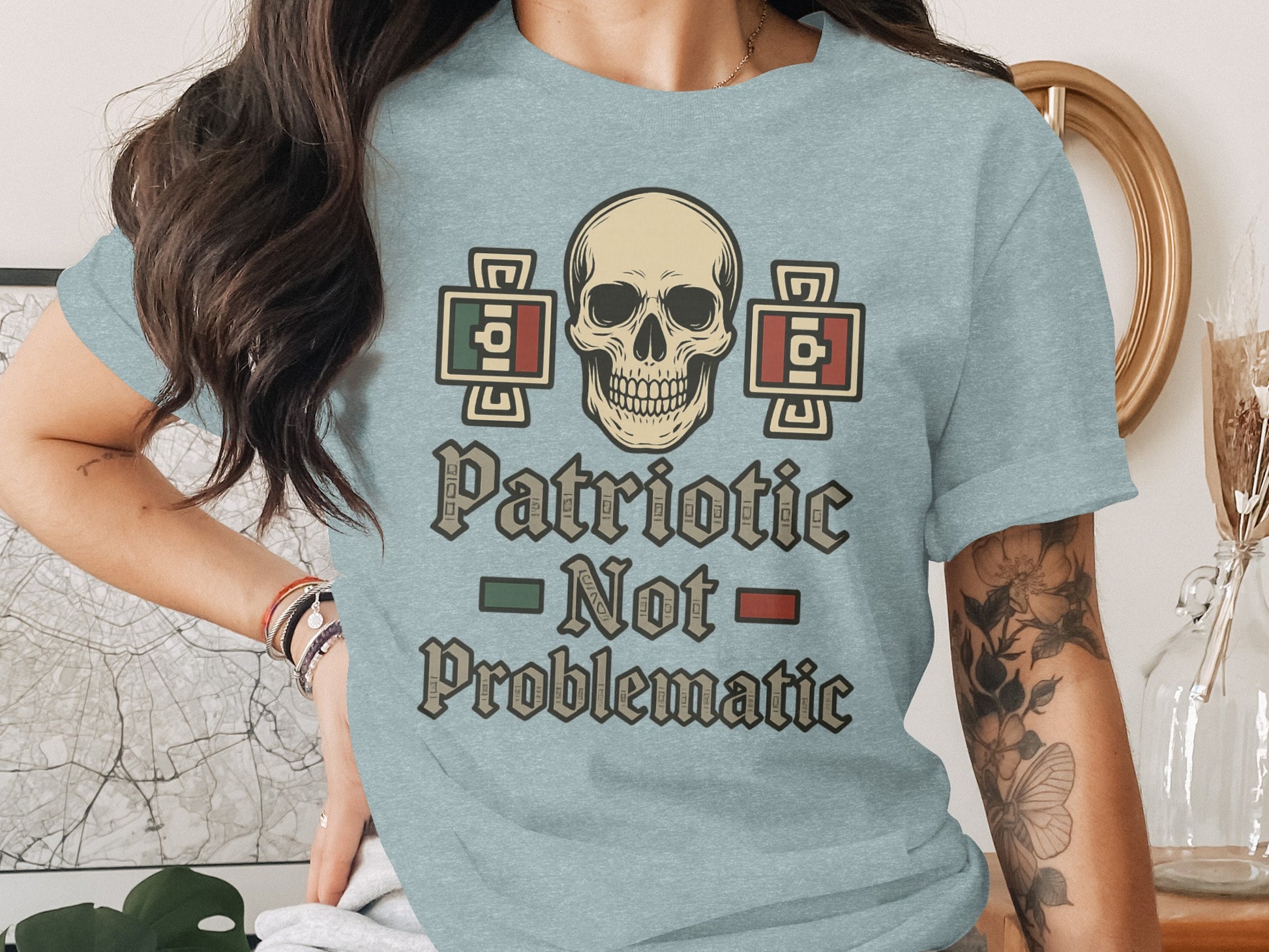 Patriotic Not Problematic Skull Design Shirt