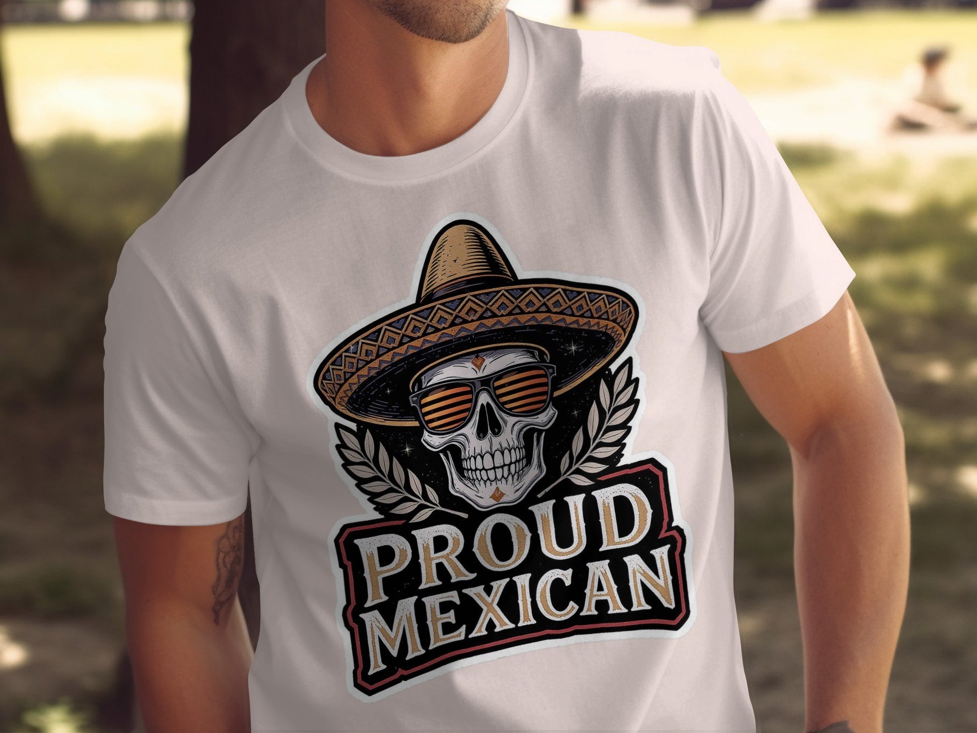 Proud Mexican Skull with Hat and Glasses Shirt product