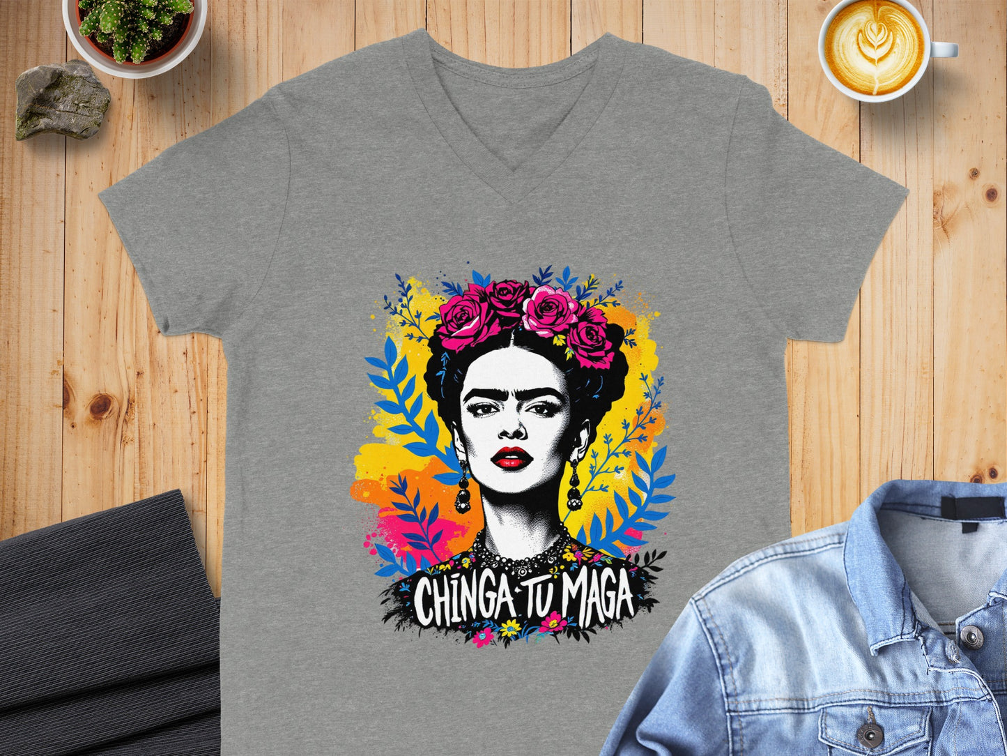 Colorful Frida Kahlo Graphic T-shirt for Art Lovers