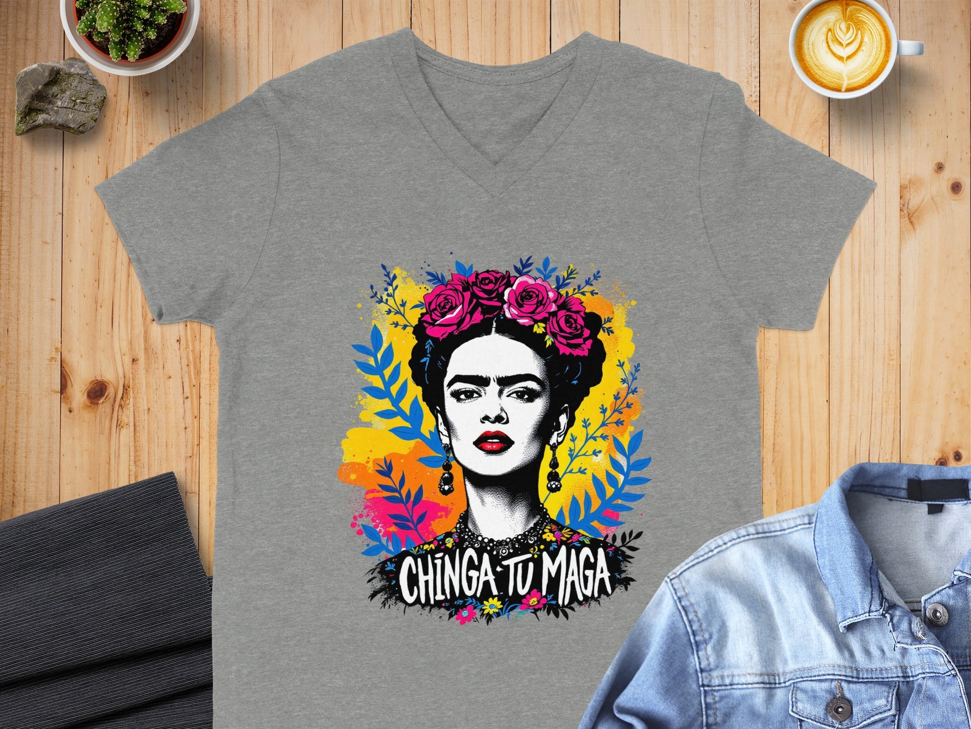Colorful Frida Kahlo Graphic T-shirt for Art Lovers