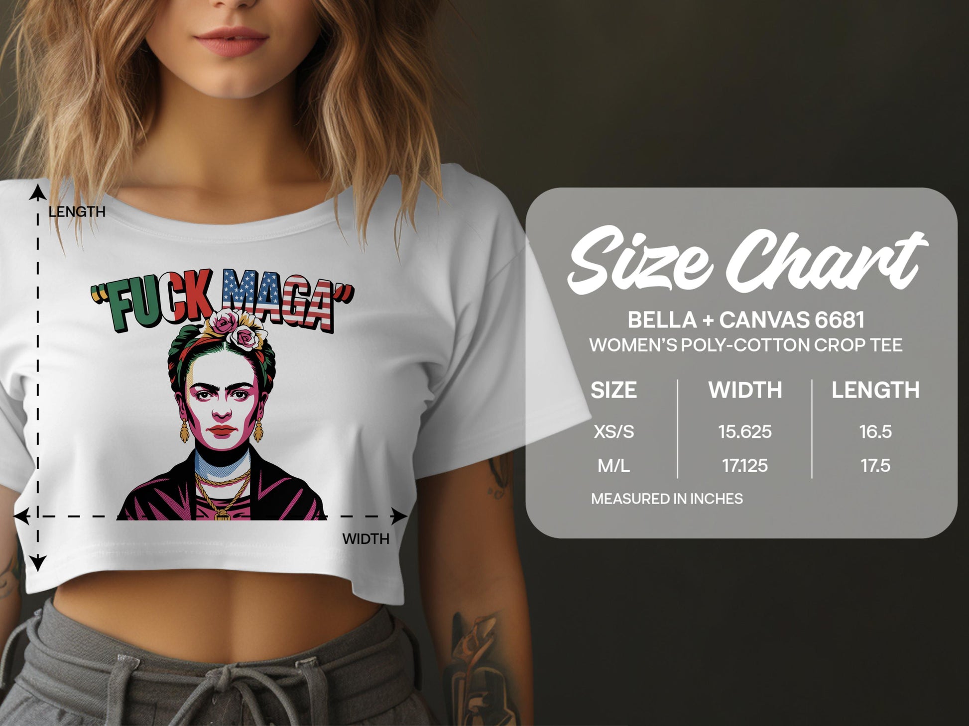 Frida Kahlo Graphic Bella Canvas Crop Tee product