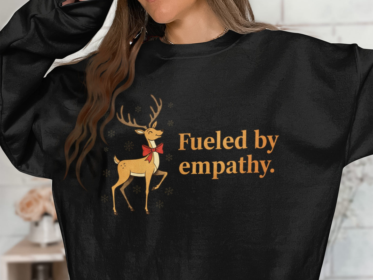 Fueled by Empathy Reindeer Graphic Sweatshirt
