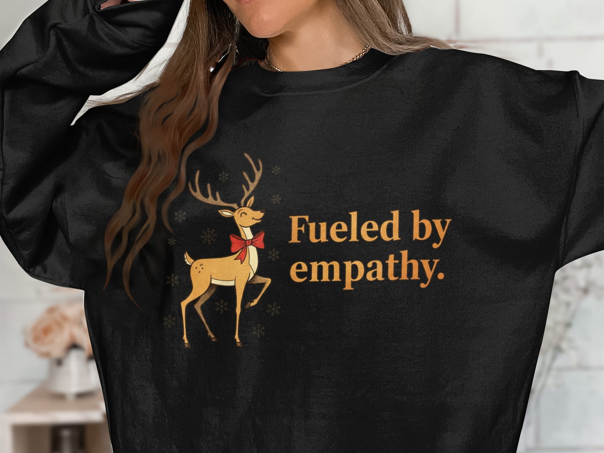 Fueled by Empathy Reindeer Graphic Sweatshirt