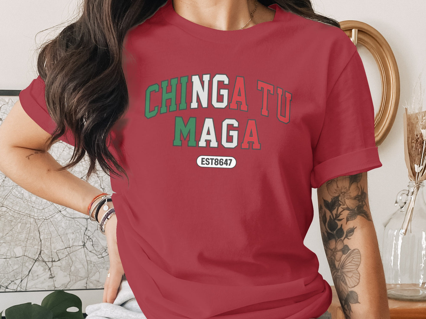 Chinga Tu Maga EST8647 Graphic Red Shirt Fashion Item