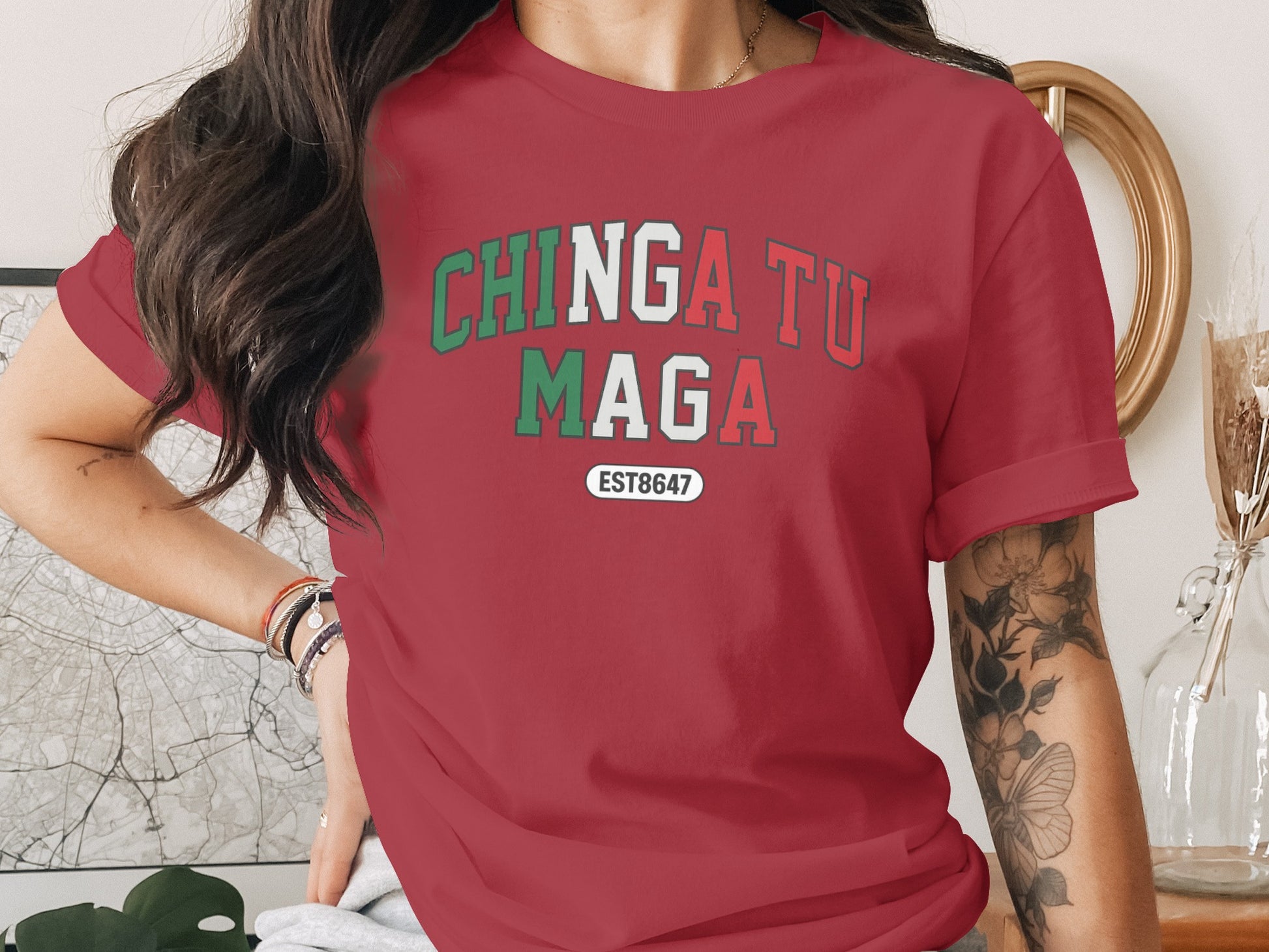 Chinga Tu Maga EST8647 Graphic Red Shirt Fashion Item