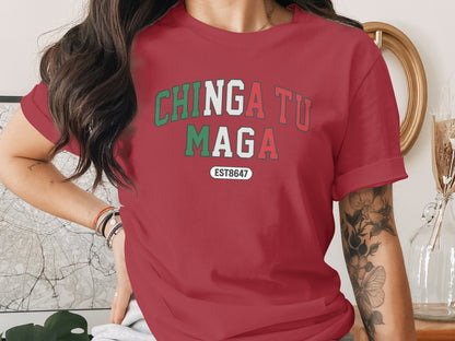 Chinga Tu Maga EST8647 Graphic Red Shirt Fashion Item