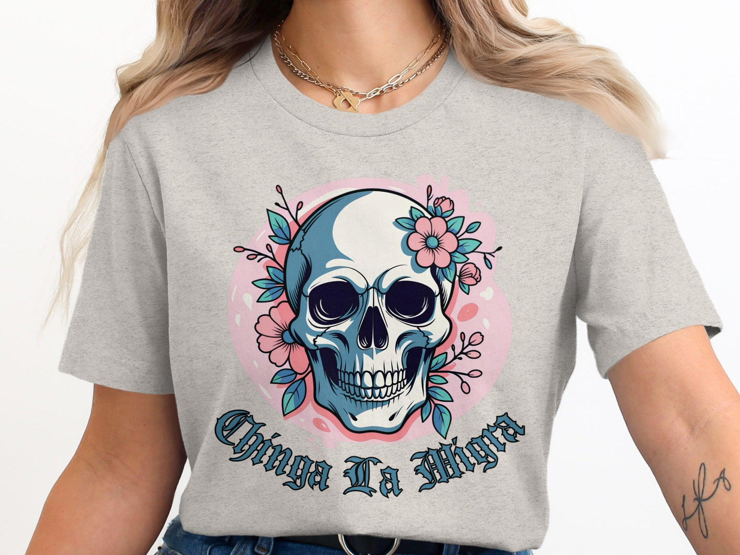Chinga La Miga Skull Design Graphic T-shirt product type