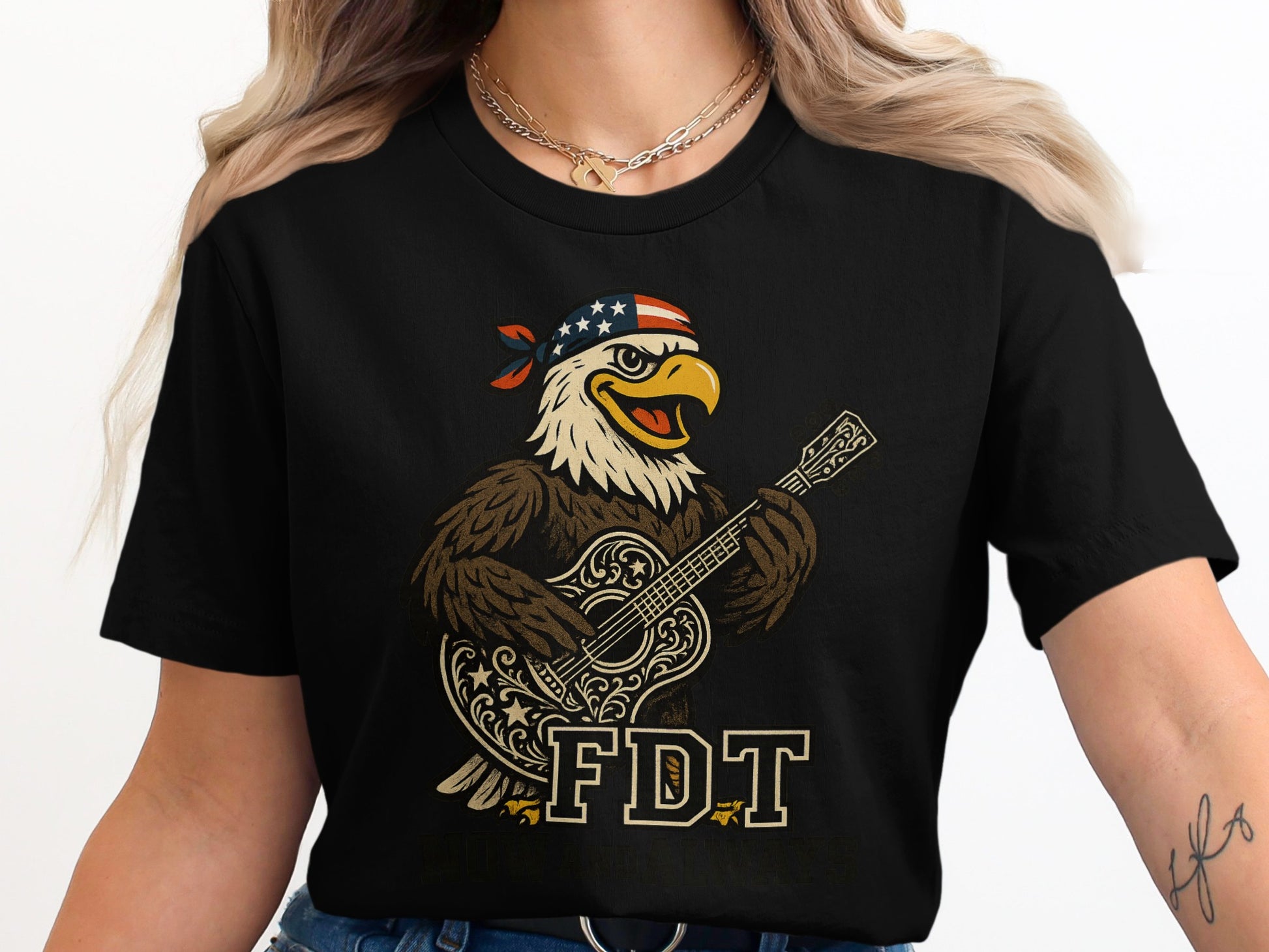 Patriotic Eagle Playing Guitar Graphic T-shirt product