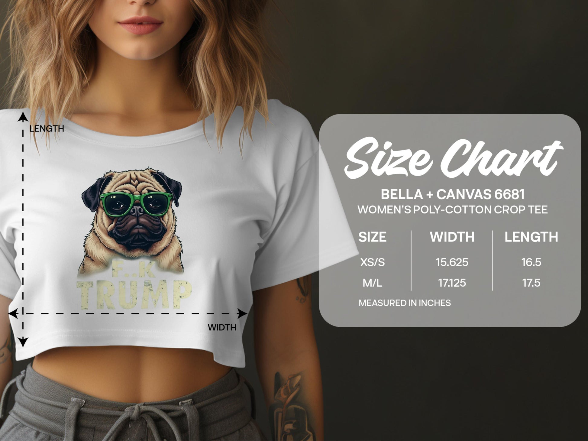 Cute Pug with Glasses Graphic Women's Crop Tee product