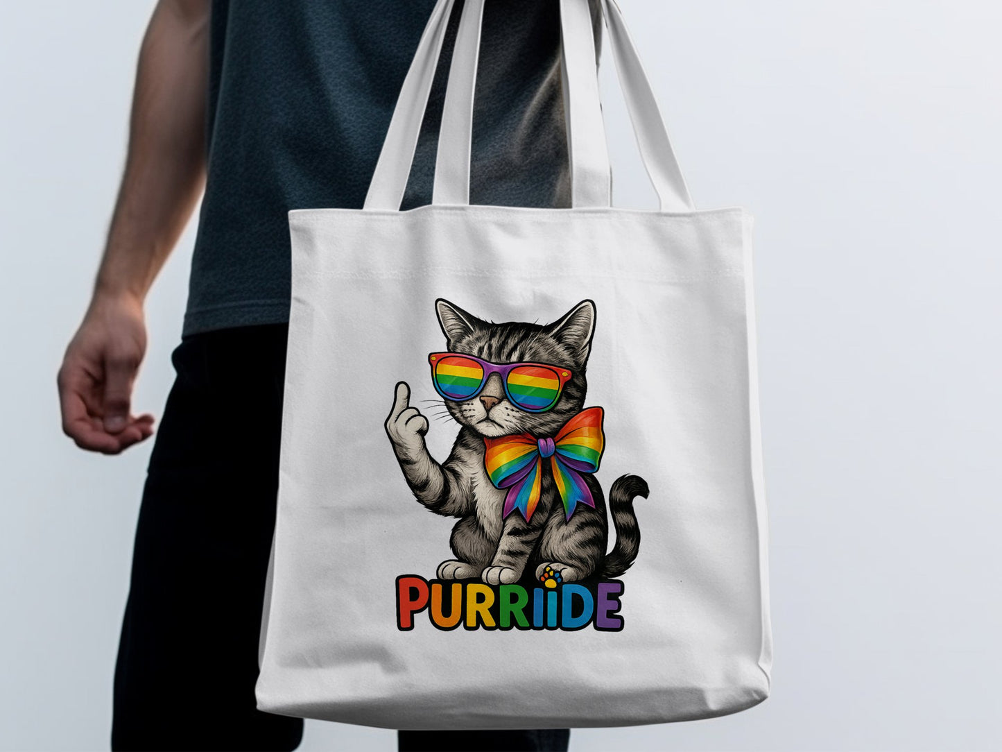 Cat with Rainbow Glasses Tote Bag Product