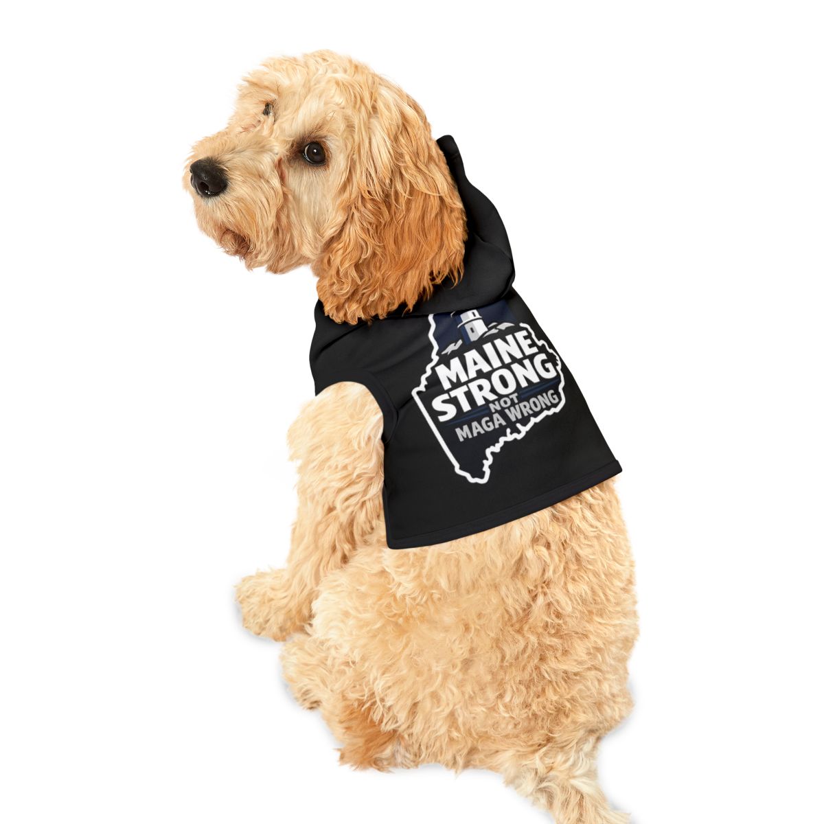 Maine Strong Not MAGA Wrong Dog Hoodie Apparel