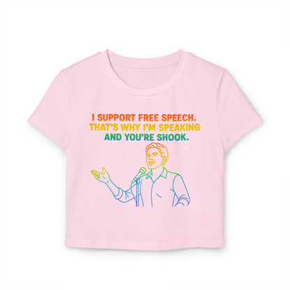 Pride Crop Top Women's Baby Tee - I Support Free Speech Graphic Top