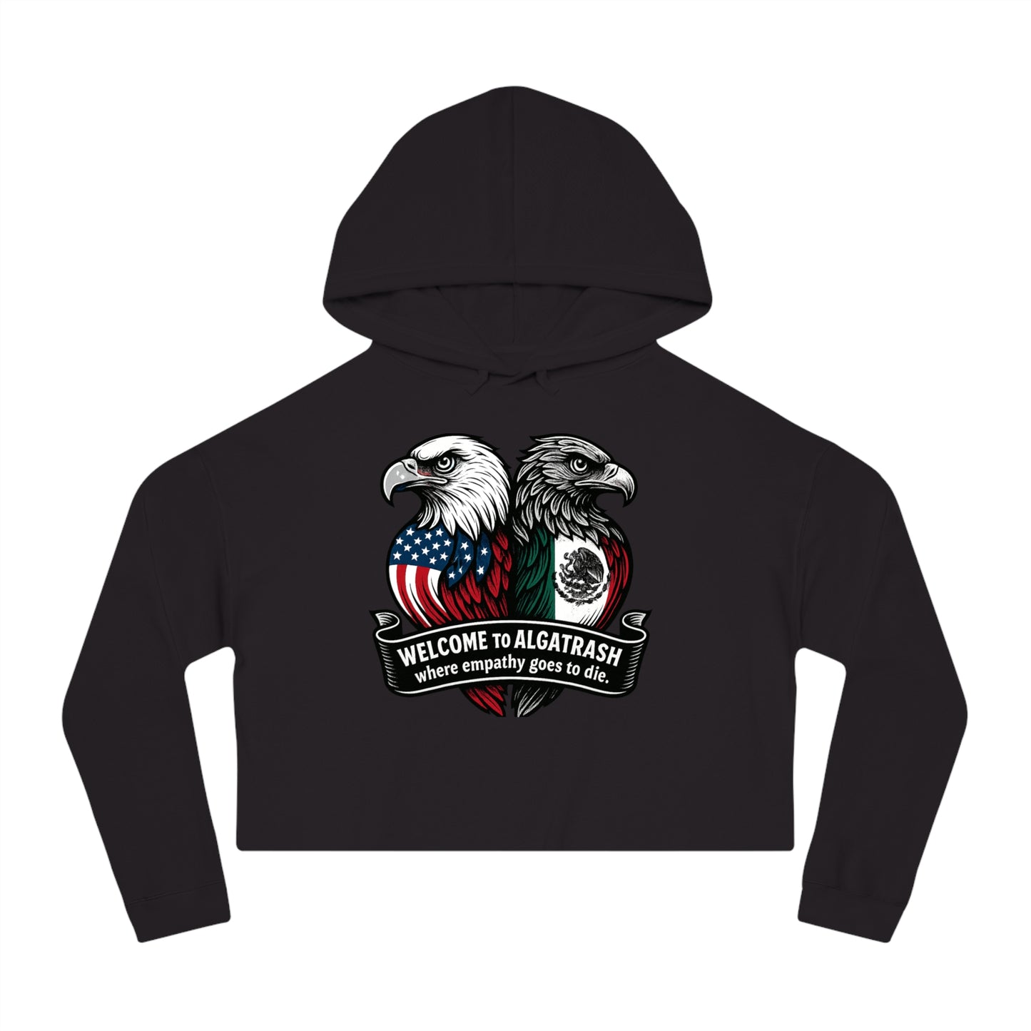 Alcatraz Apparel Cropped  Hoodie with Eagle Design, Alcatrash Unique Sweatshirt for Women, Perfect for Casual Wear, Gift for Friends, Trendy Autumn Wear