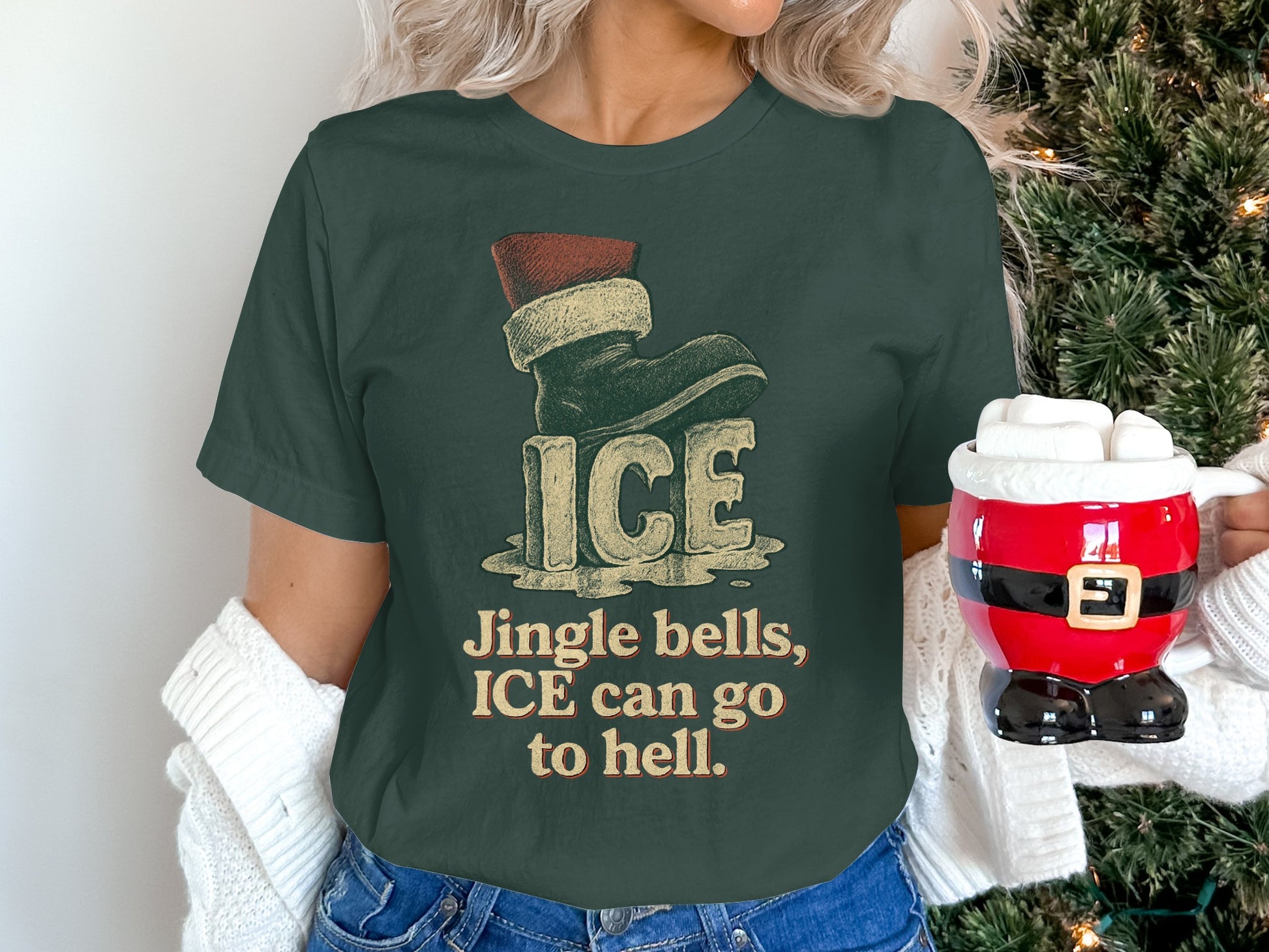 Jingle Bells ICE Can Go To Hell Graphic T-shirt