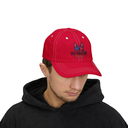 Patriotic Dog Dad Cap - 'My First 4th' Embroidered White Hat