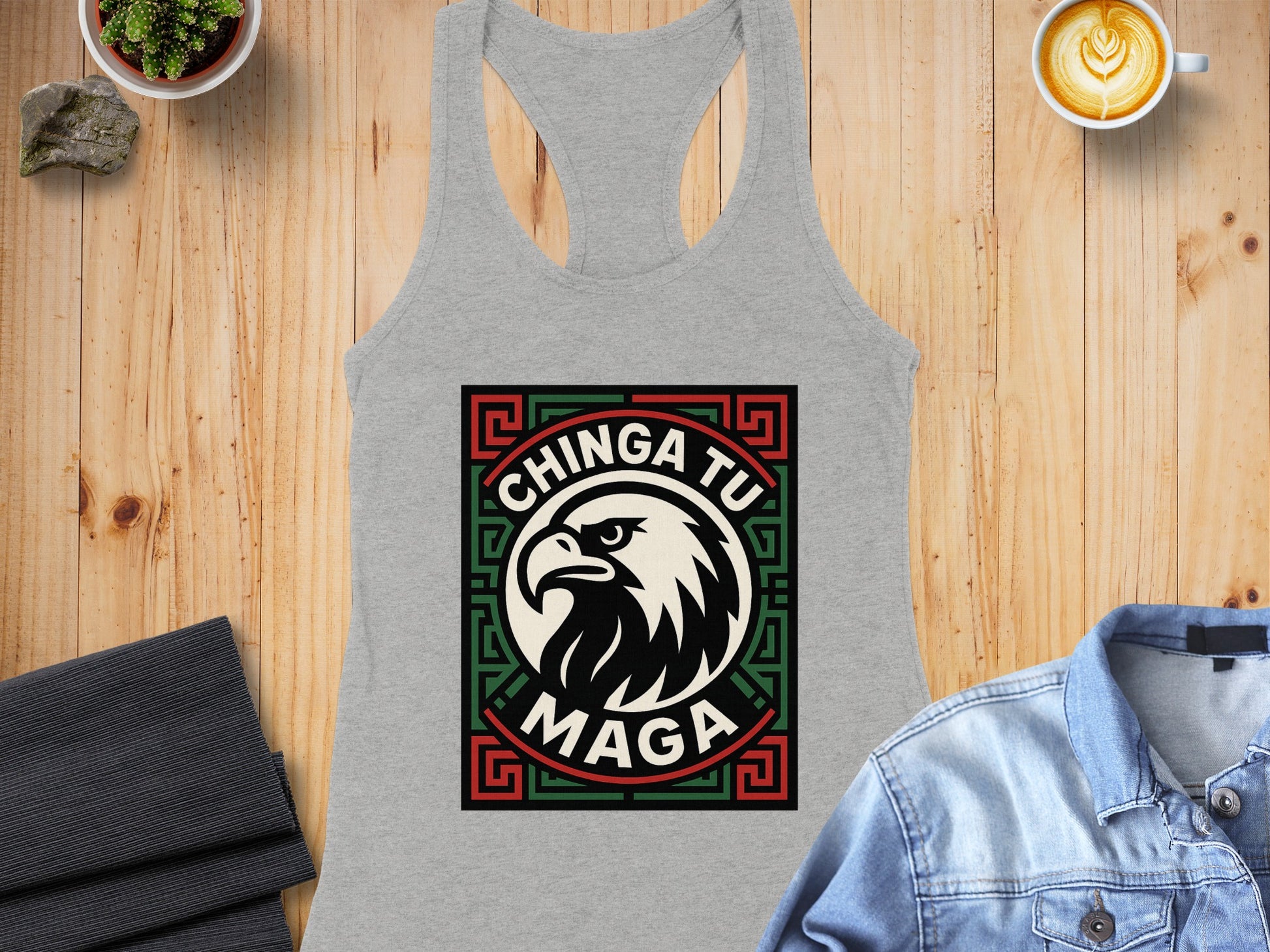 Chinga Tu Maga Eagle Graphic Design Tank Top