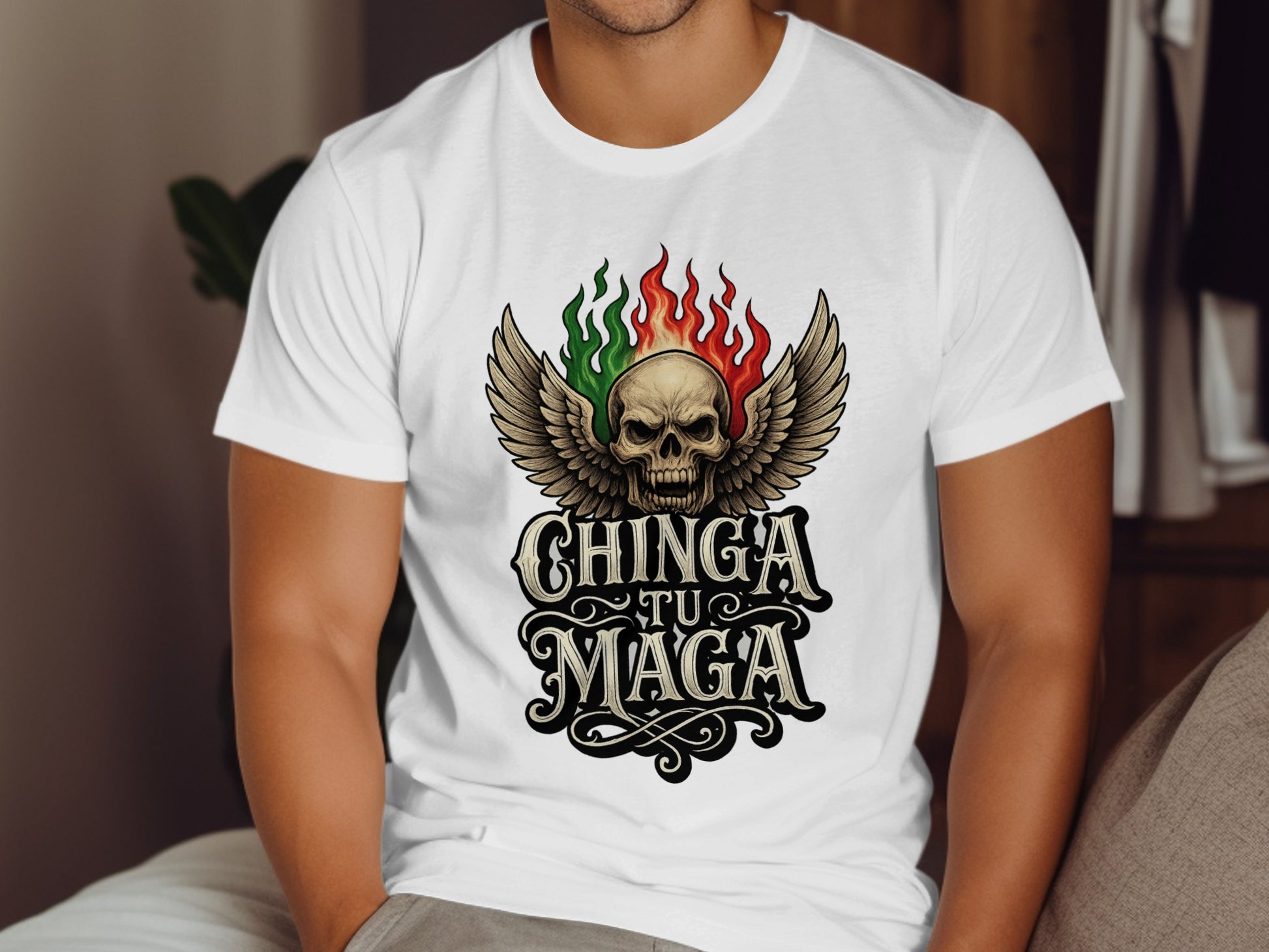 Chinga Tu Maga Skull With Wings Graphic T-shirt product type