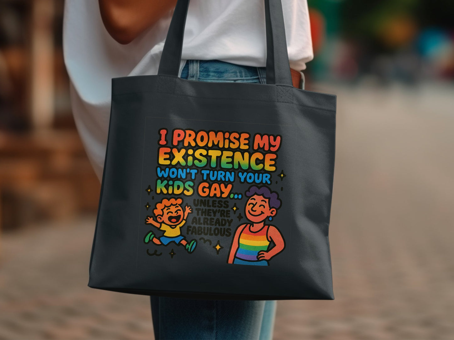 Affirming and Colorful Kids Gay Pride Tote Bag product