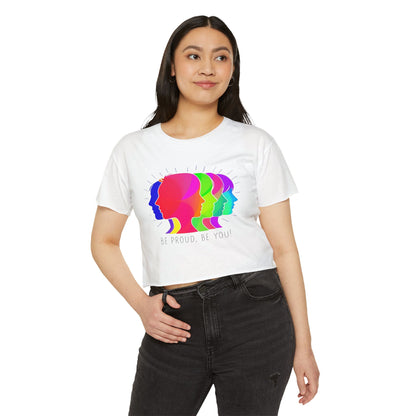 Pride crop top Women’s Festival Crop Top - Be Proud, Be You! Vibrant Pride Graphic Tee
