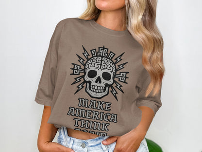 Make America Think Again Skull Graphic T-Shirt