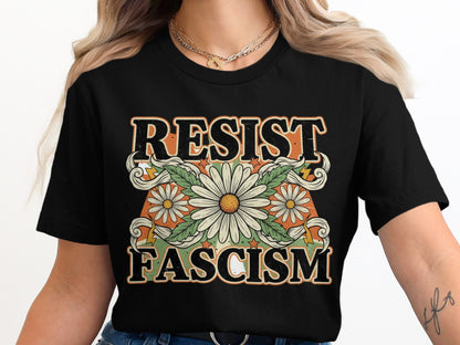 Resist Fascism Daisy Graphic Statement Shirt product