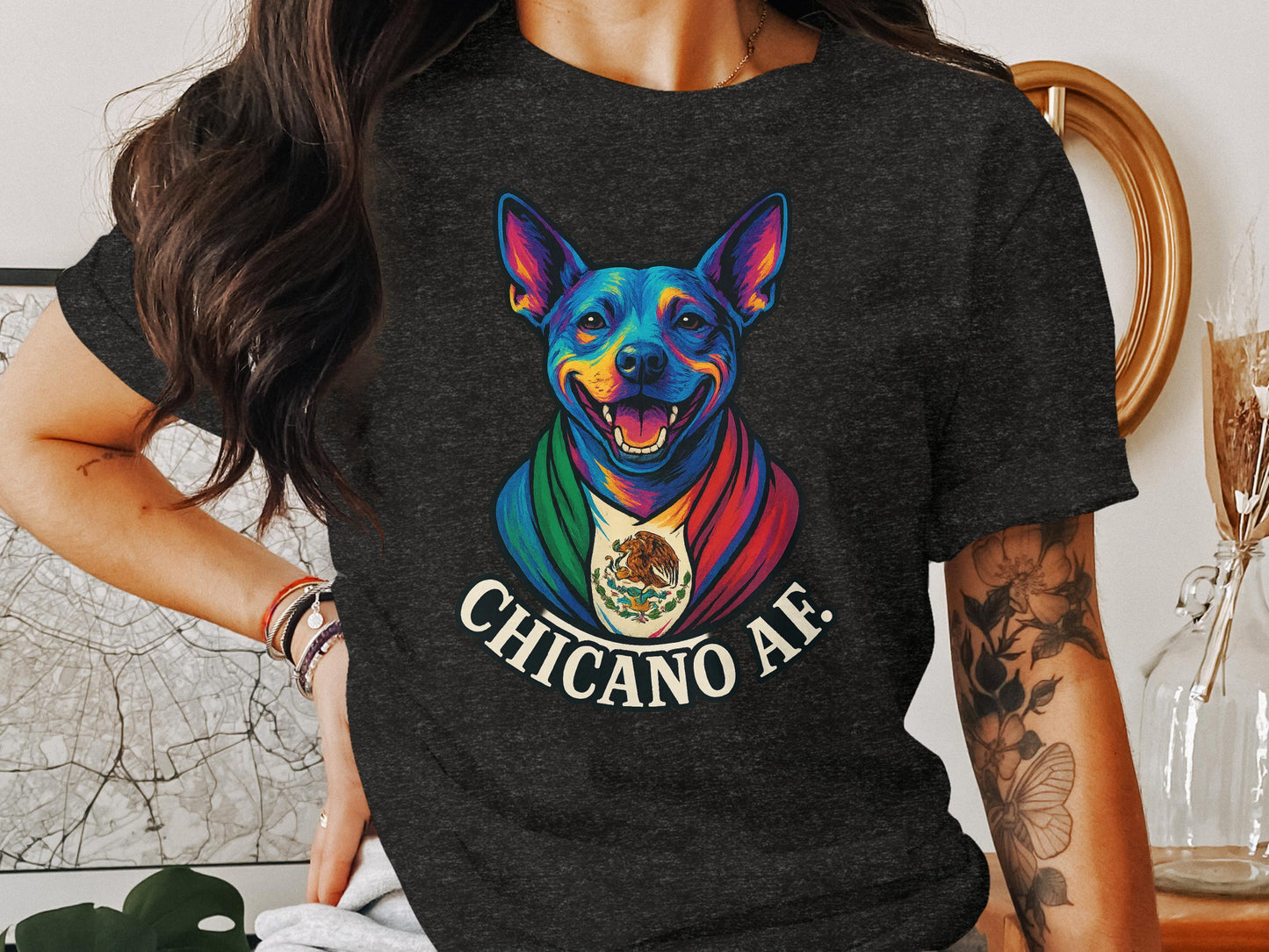 Vibrant Chicano AF Dog Graphic Print T-shirt product