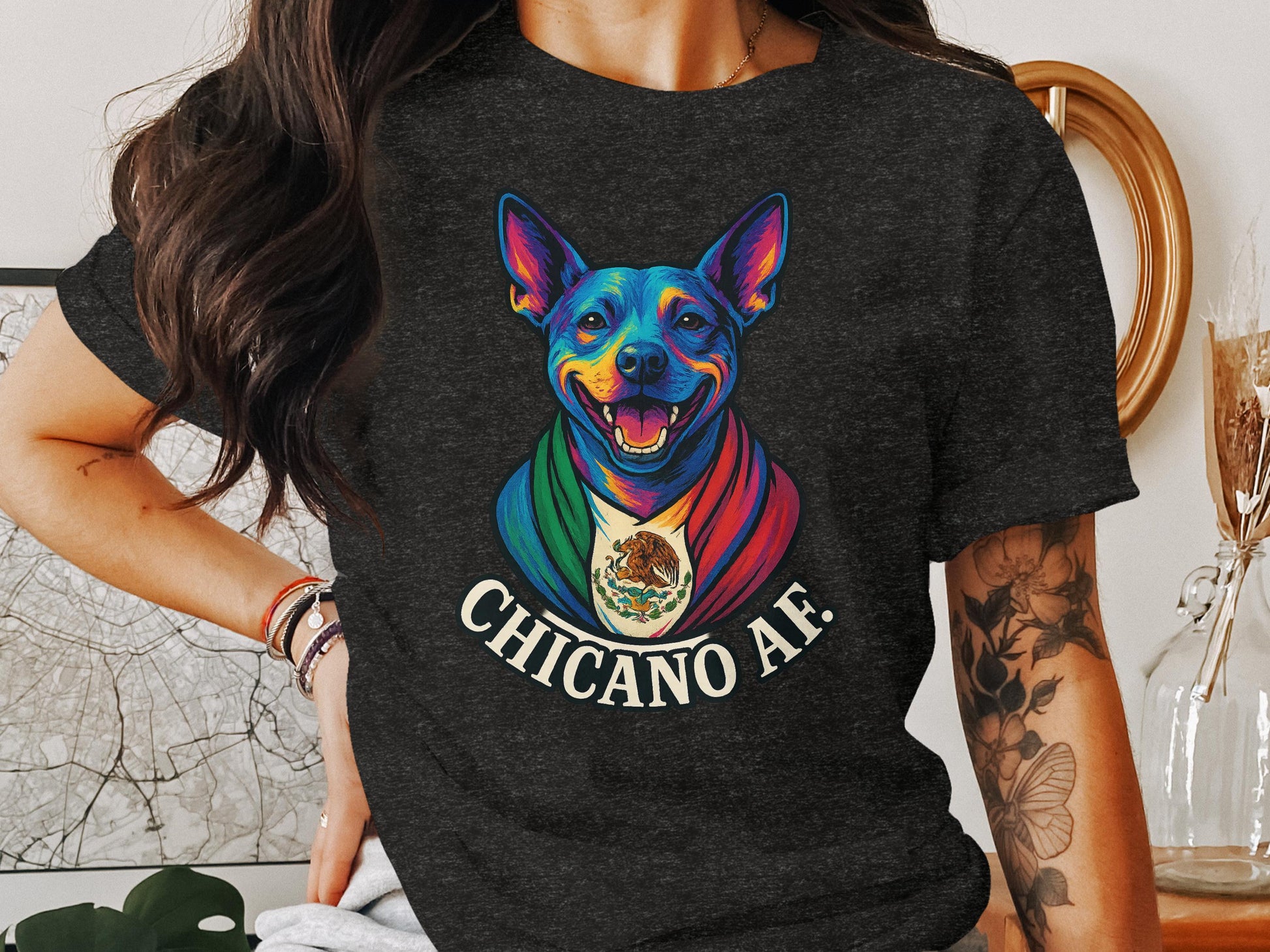 Vibrant Chicano AF Dog Graphic Print T-shirt product