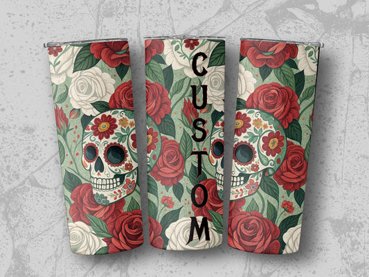Custom Skull and Roses Design Tumbler product