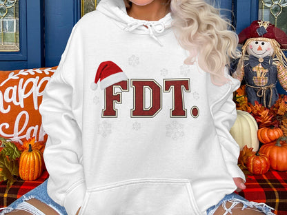 FDT Hoodie with Santa Hat Graphic for Winter Styling