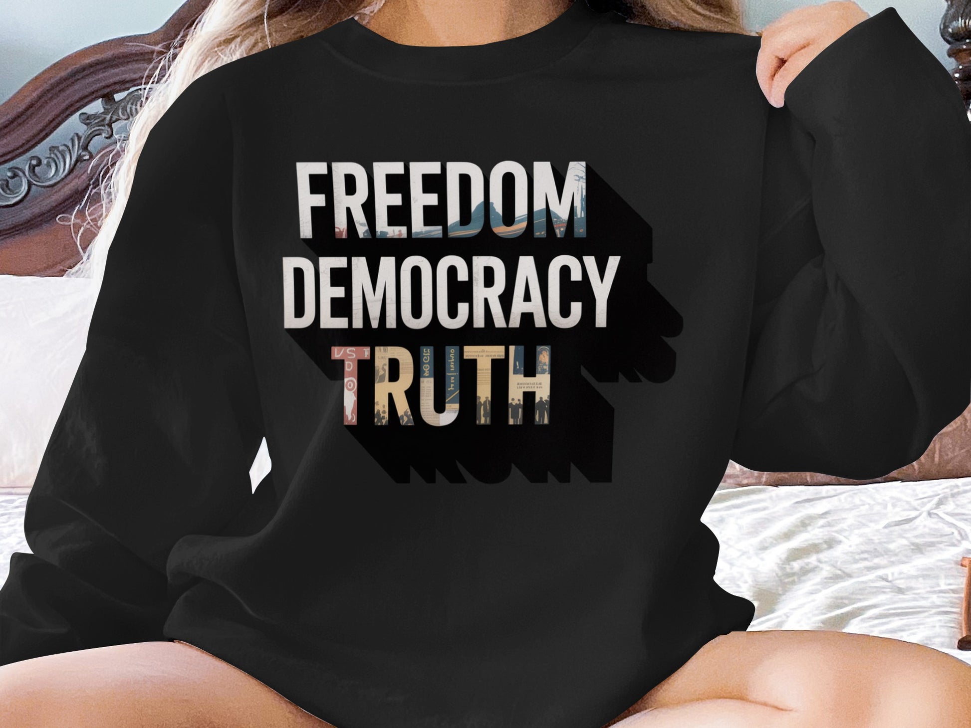 Freedom Democracy Truth Print Sweater product