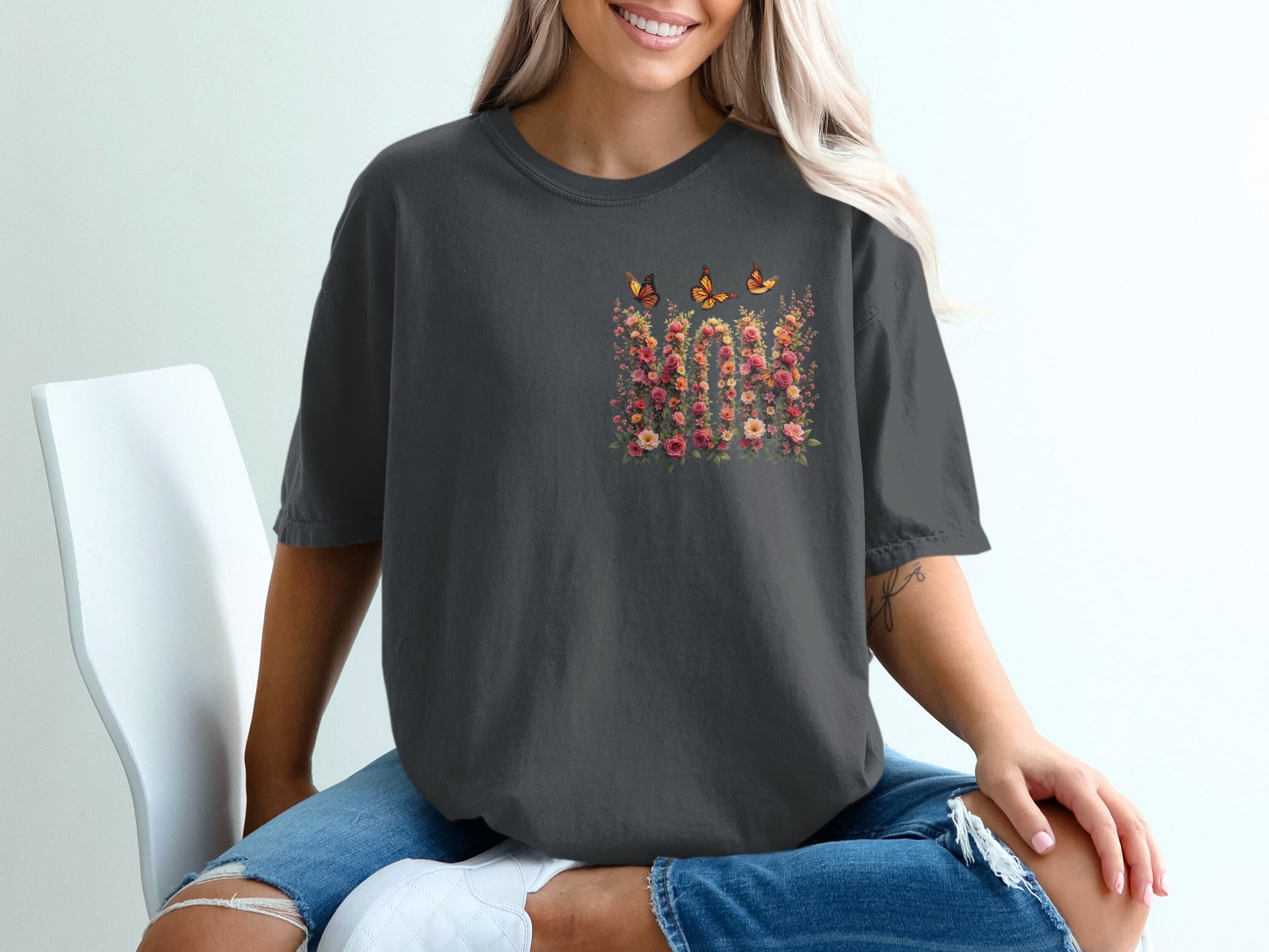 Floral and Butterfly Graphic Print Tee Shirt product type