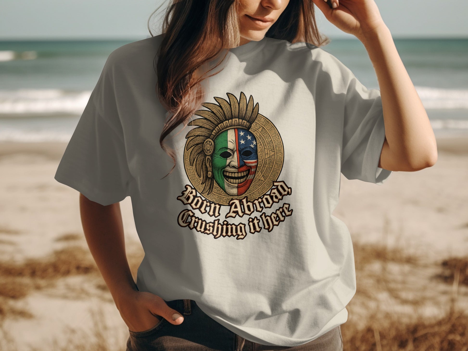 Born Abroad Crushing It Here Graphic T-shirt product