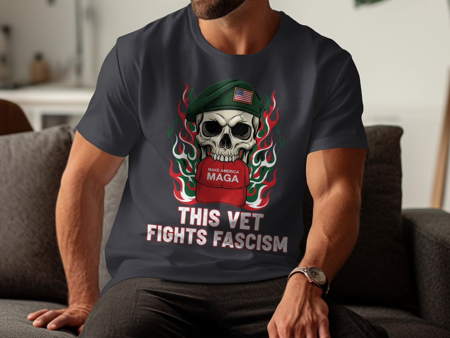 This Vet Fights Fascism Graphic T-Shirt Product