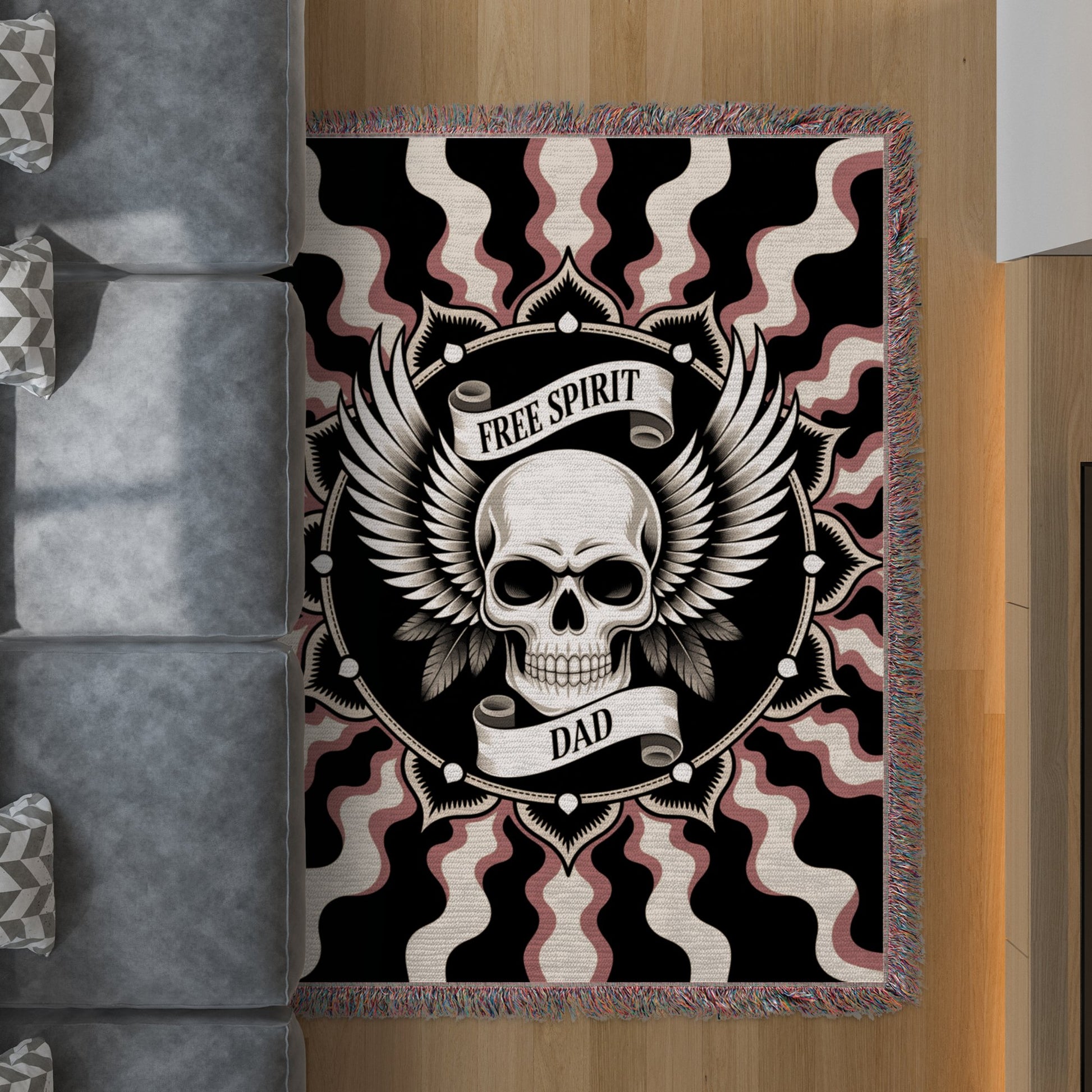 Free Spirit Dad Skull Wings Design Rug product