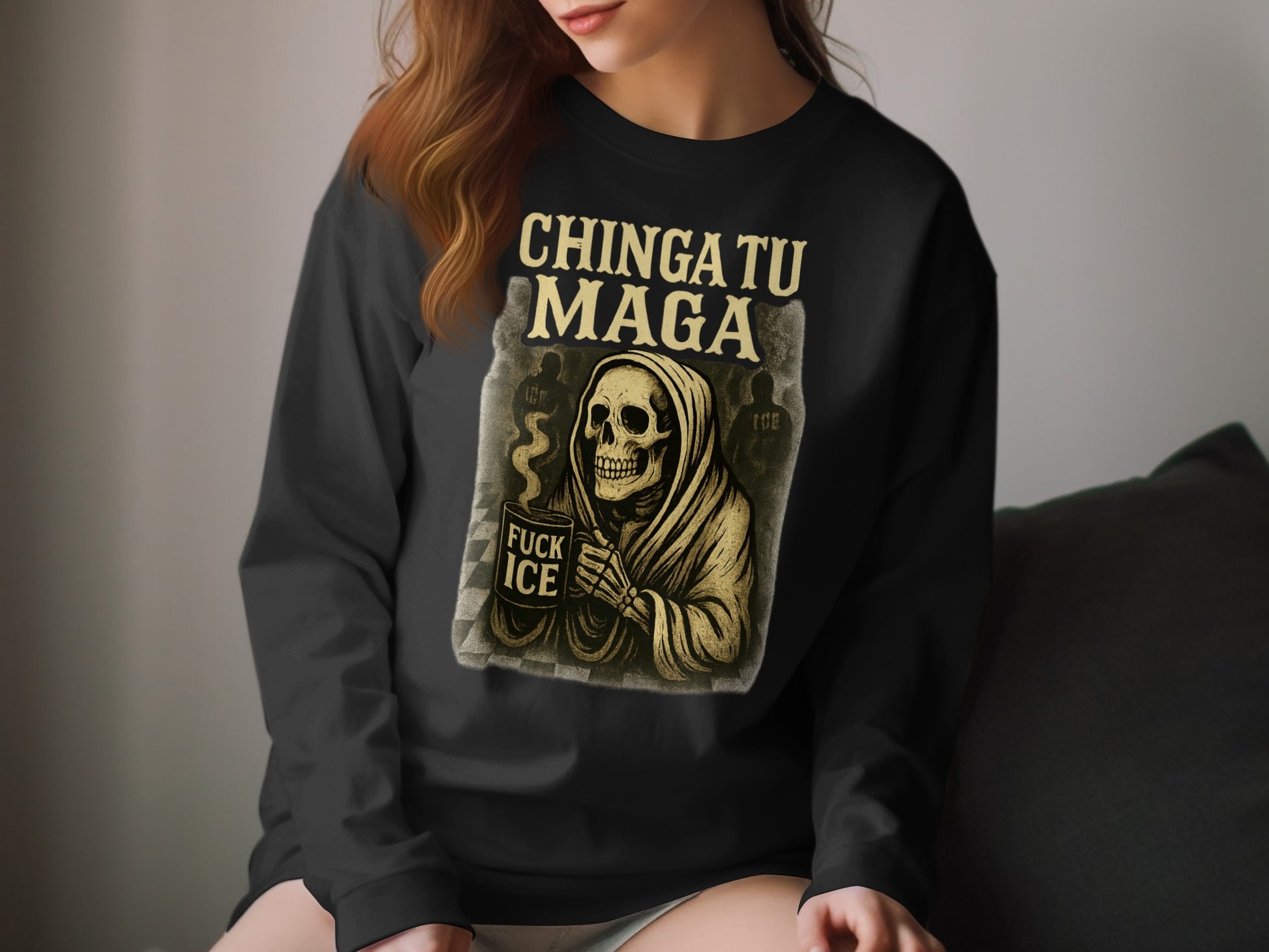 Chingatu Maga Skeleton Graphic Long Sleeve Shirt