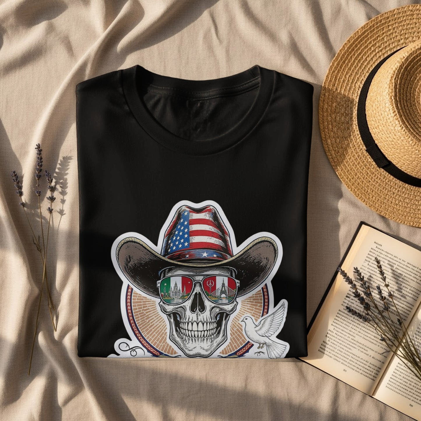American Italian Cowboy Skull Graphic T-shirt product