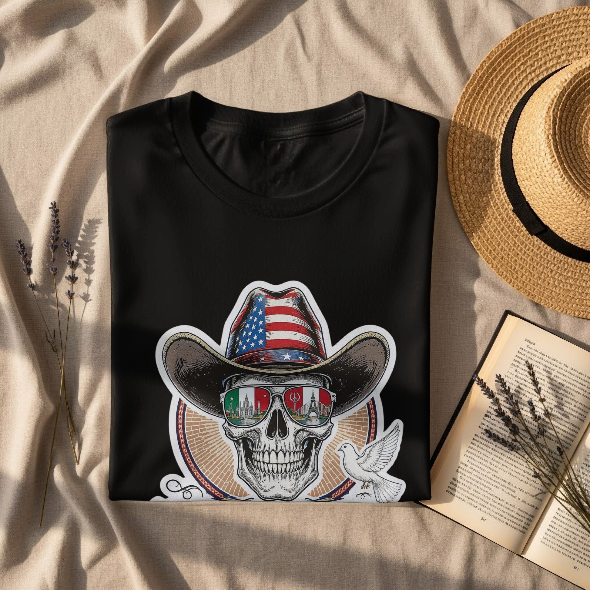 American Italian Cowboy Skull Graphic T-shirt product